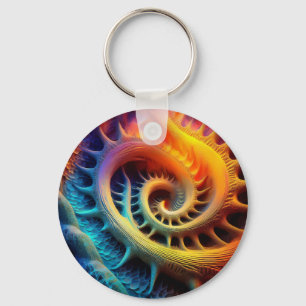 A Golden Spiked mandelbrot Set Fractal Key Ring
