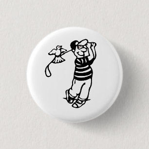 A Golfer in b-w 3 Cm Round Badge