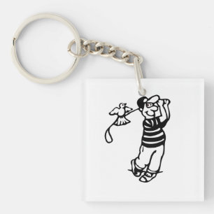 A Golfer in b-w Key Ring