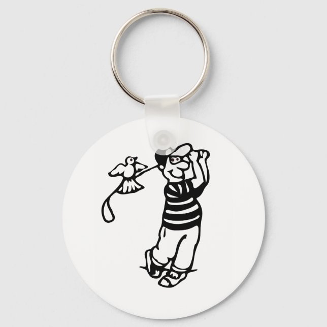 A Golfer in b-w Key Ring (Front)
