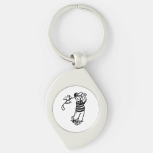 A Golfer in b-w Key Ring