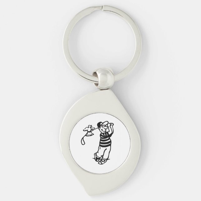 A Golfer in b-w Key Ring (Front)