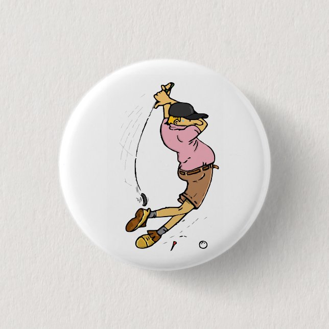 A Golfer missing the ball 3 Cm Round Badge (Front)