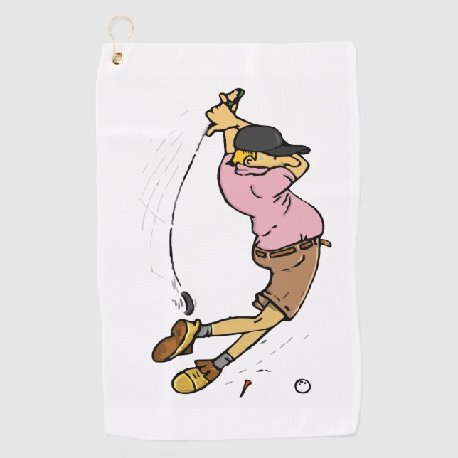 A Golfer missing the ball Golf Towel (Front)