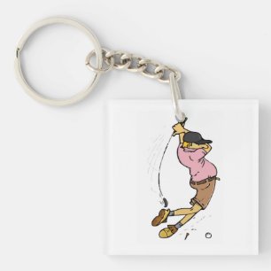 A Golfer missing the ball Key Ring