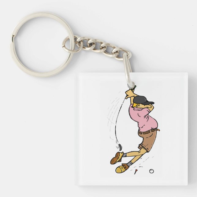 A Golfer missing the ball Key Ring (Front)