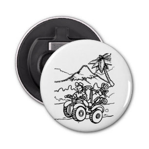 A Golfer playing golf with his four wheeler Bottle Opener