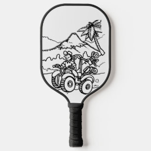 A Golfer playing golf with his four wheeler Pickleball Paddle