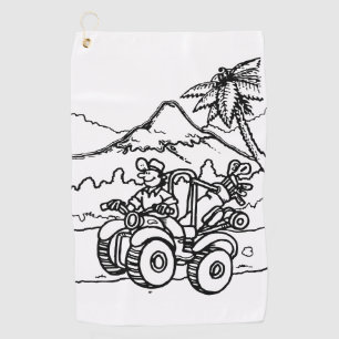 A Golfer playing golf with his four wheeler Towel
