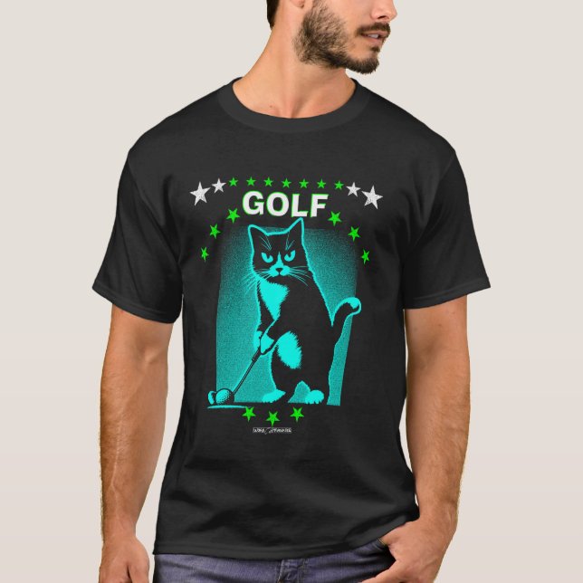 A GOLFING CAT - FUNNY GOLF ANIMALS T-Shirt (Front)