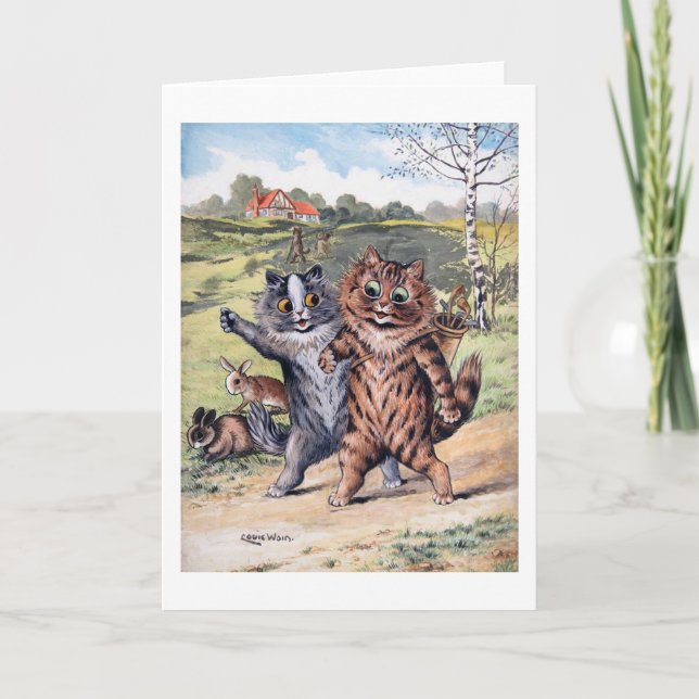 A Golfing Match, Louis Wain Card (Front)