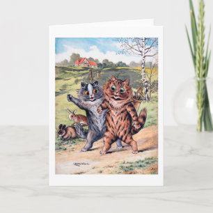 A Golfing Match, Louis Wain Card