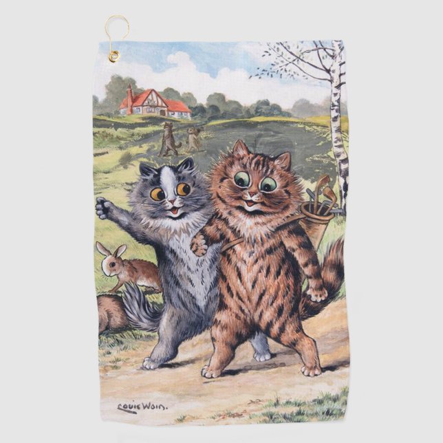 A Golfing Match, Louis Wain Golf Towel (Front)
