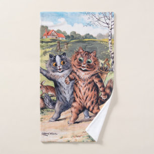 A Golfing Match, Louis Wain Hand Towel