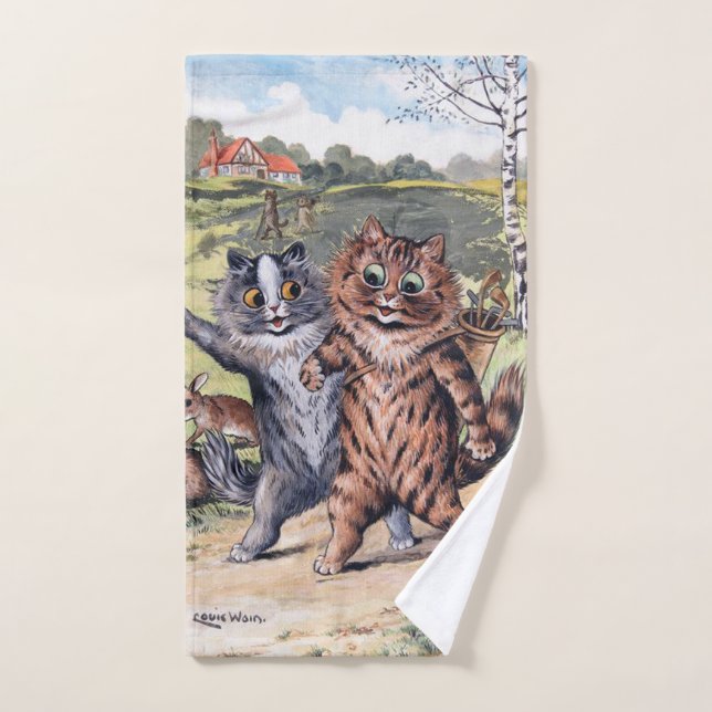 A Golfing Match, Louis Wain Hand Towel (Hand Towel)