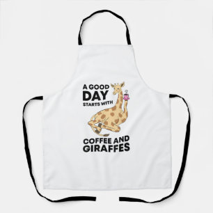 A Good Day Starts With Coffee & Giraffe Gift Funny Apron