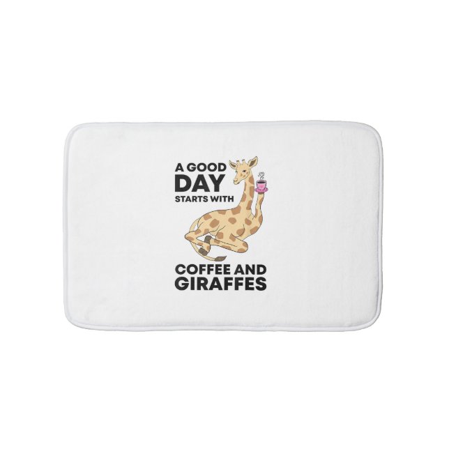 A Good Day Starts With Coffee & Giraffe Gift Funny Bath Mat (Front)