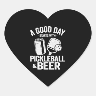 A Good Day Starts With Pickleball & Coffee Funny Heart Sticker
