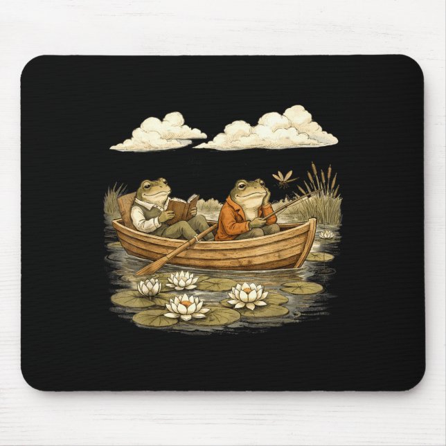 A good day to read a book funny frog toad book mouse pad (Front)