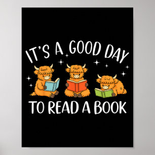 A Good Day to Read A Book Highland Cow Bookworm Poster