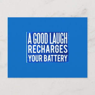 A GOOD LAUGH RECHARGES YOUR BATTERIES HAPPINESS AD POSTCARD