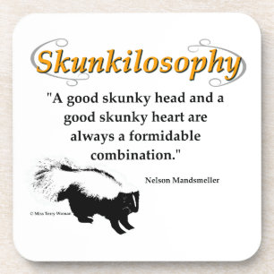 A good skunky head and a good skunky heart coaster