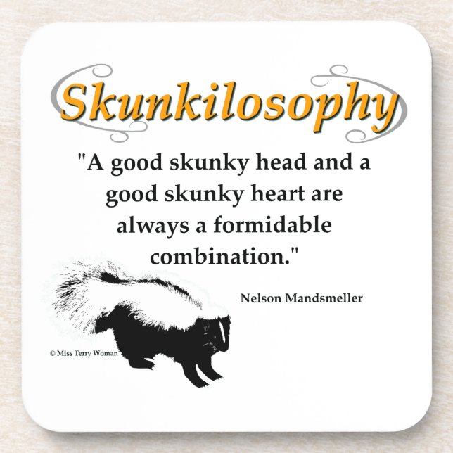 A good skunky head and a good skunky heart coaster (Front)