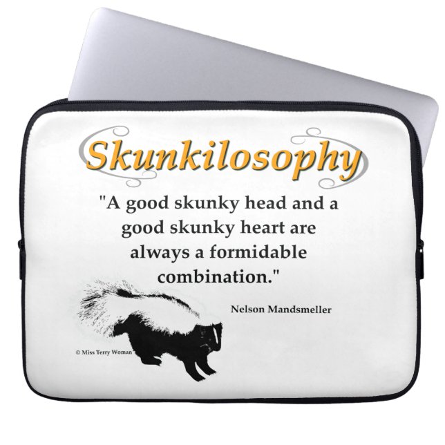 A good skunky head and a good skunky heart laptop sleeve (Front)