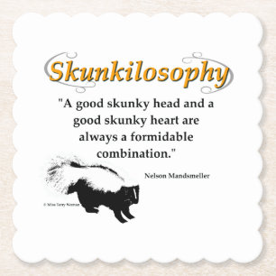 A good skunky head and a good skunky heart paper coaster