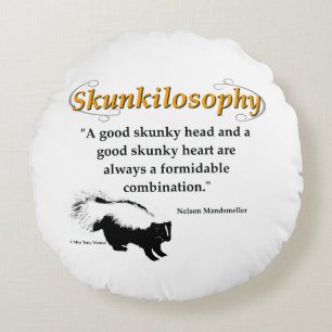 A good skunky head and a good skunky heart round cushion