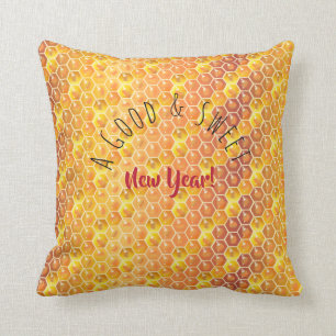 A Good & Sweet New Year! Holiday Honeycomb Gold Cushion