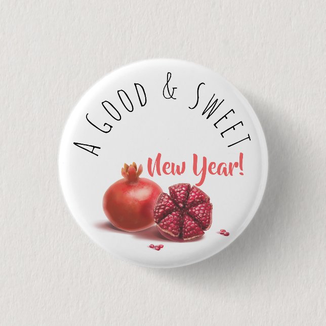 A Good & Sweet New Year! Holiday Pomegranates 3 Cm Round Badge (Front)
