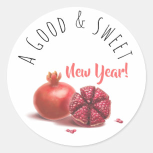 A Good & Sweet New Year! Holiday Pomegranates Classic Round Sticker
