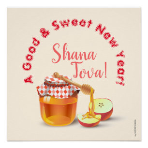 A Good & Sweet New Year! Honey & Apple Shana Tova Poster