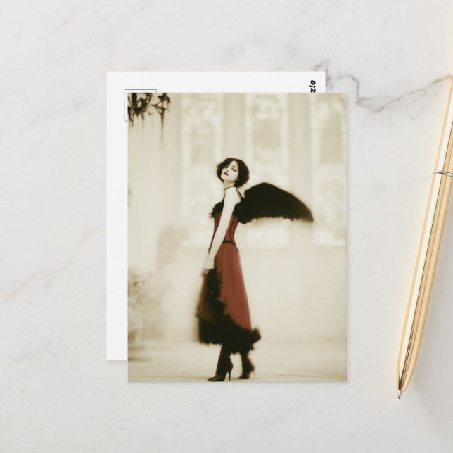 A gorgeous gothic angel postcard (Front/Back In Situ)