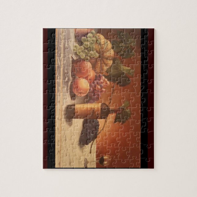 A gorgeous painting of assorted fruits & wine. jigsaw puzzle (Vertical)