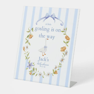 a gosling blue pedestal sign