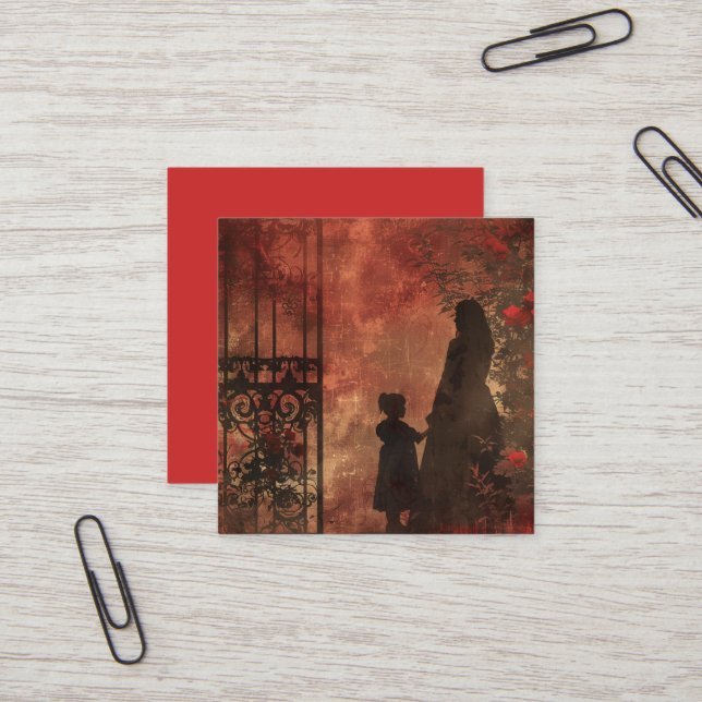 A Gothic Mother Series Design #3 Square Business Card (Front/Back In Situ)