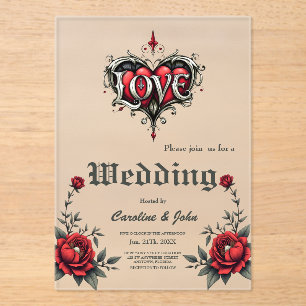 A gothic romance. An ornate, gothic-style  Acrylic Invitations
