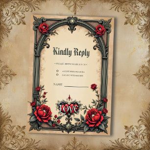 A gothic romance. An ornate, gothic-style RSVP Card