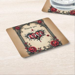 A gothic romance. An ornate, gothic-style Square Paper Coaster