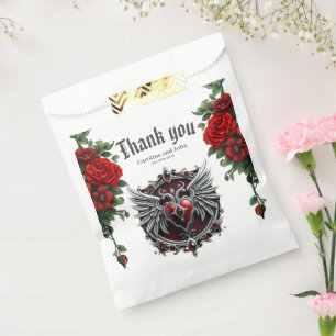 A Gothic symbiosis, elegant haert and skulls. Favour Bag