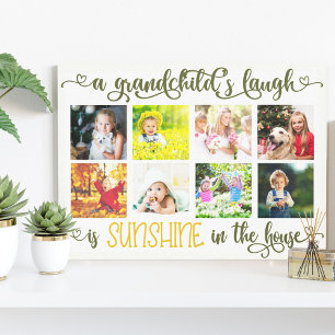 A Grandchild's Laugh 8 Photo Collage Hand Lettered Canvas Print