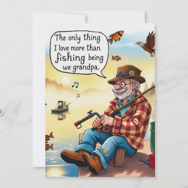 A Grandfather's Love for Fishing Invitation (Front)