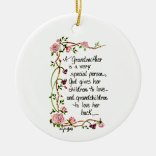 A Grandmother is Special Person Floral text Ceramic Ornament