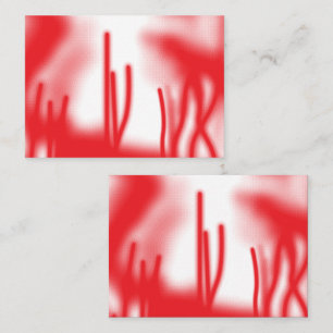 A graphic design featuring bold red and orange sha place card