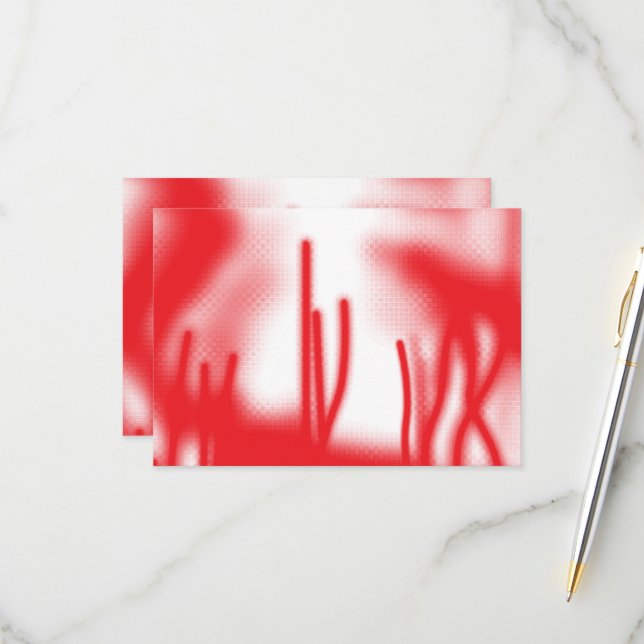 A graphic design featuring bold red and orange sha RSVP card (Front/Back In Situ)