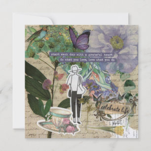 A Grateful Heart/Purple Flat Greeting Card
