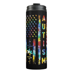A Great Autism Awareness Month Design With America Thermal Tumbler