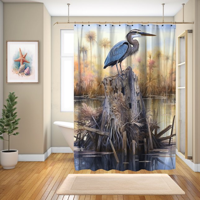 A Great Blue Heron In The Everglades  Shower Curtain (Creator Uploaded)